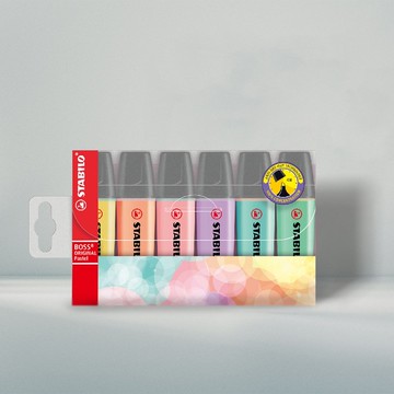 【stabilo】波士馬卡龍經典螢光筆6色塑膠吊盒(原廠正貨)