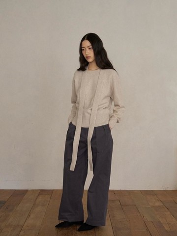High Waist Cotton Pants [Charcoal]