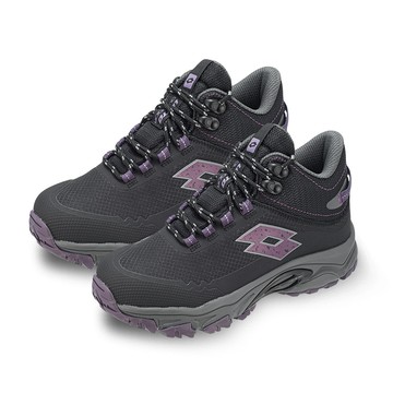 LOTTO CT 400 防水高筒戶外健行鞋 女 健走鞋 黑灰/紫 LT4AWO5810