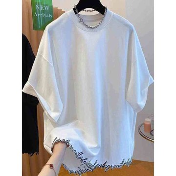 特大碼300斤設計感小眾短袖T恤男女夏季歐貨寬松休閑百搭別致上衣