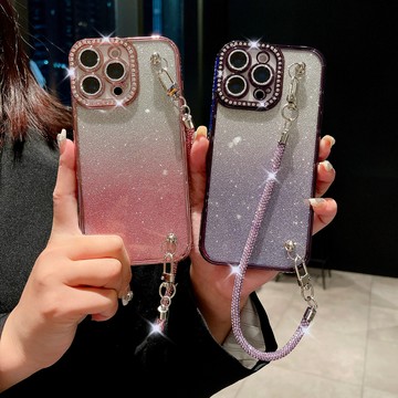 施華洛閃鑽 腕帶掛繩 閃粉 防摔殼 適用 蘋果 iPhone 16 15 14 13 12 11 Pro max 手機殼