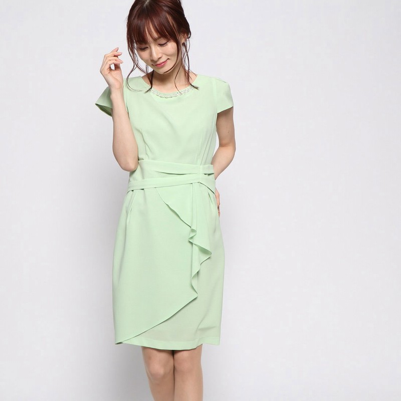 プレンドレ ラ ジョア Prendre La Joie Prendre La Joie 半袖オケージョンフロントフリル ワンピース ドレス グリーン 通販 Lineポイント最大1 0 Get Lineショッピング