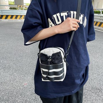 街頭機能風工裝豎款手機包ins中性休閑迷你單肩斜挎包百搭日系男