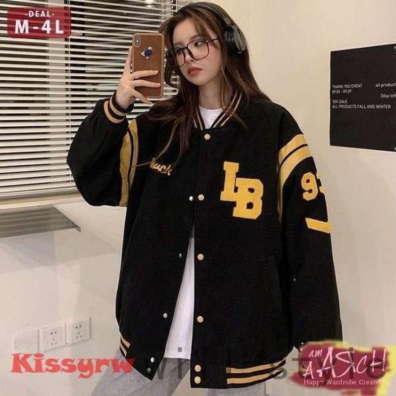大きいサイズ レディース ファッション ブルゾン アウター ぽっちゃり おおきいサイズ あり オーバーサイズ スタジャン ジャケット ロゴ M L Ll 3l 4l 秋冬 通販 Lineポイント最大get Lineショッピング