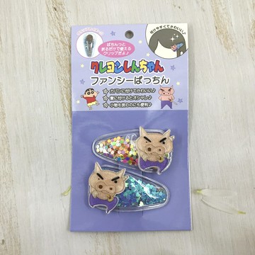 日本 蠟筆小新 肥嘟嘟左衛門 彈力髮夾 瀏海夾(2支入)-日本直送｜小鶴日貨