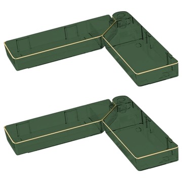 轉角置物架 加高圍欄設計 免釘打孔  透明色 + 綠色  2個