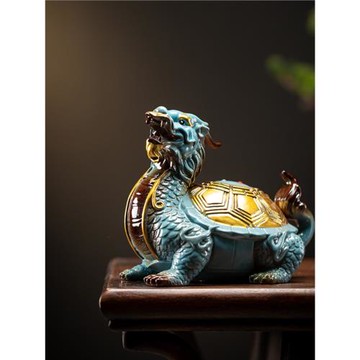 龍龜擺件陶瓷八卦金錢龜龍頭龜大號家居客廳辦公室裝飾工藝品擺設