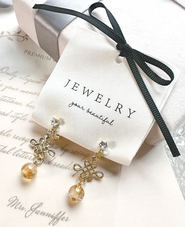 黃水晶閃石耳夾 旗袍耳環 中式耳環 母親節禮物