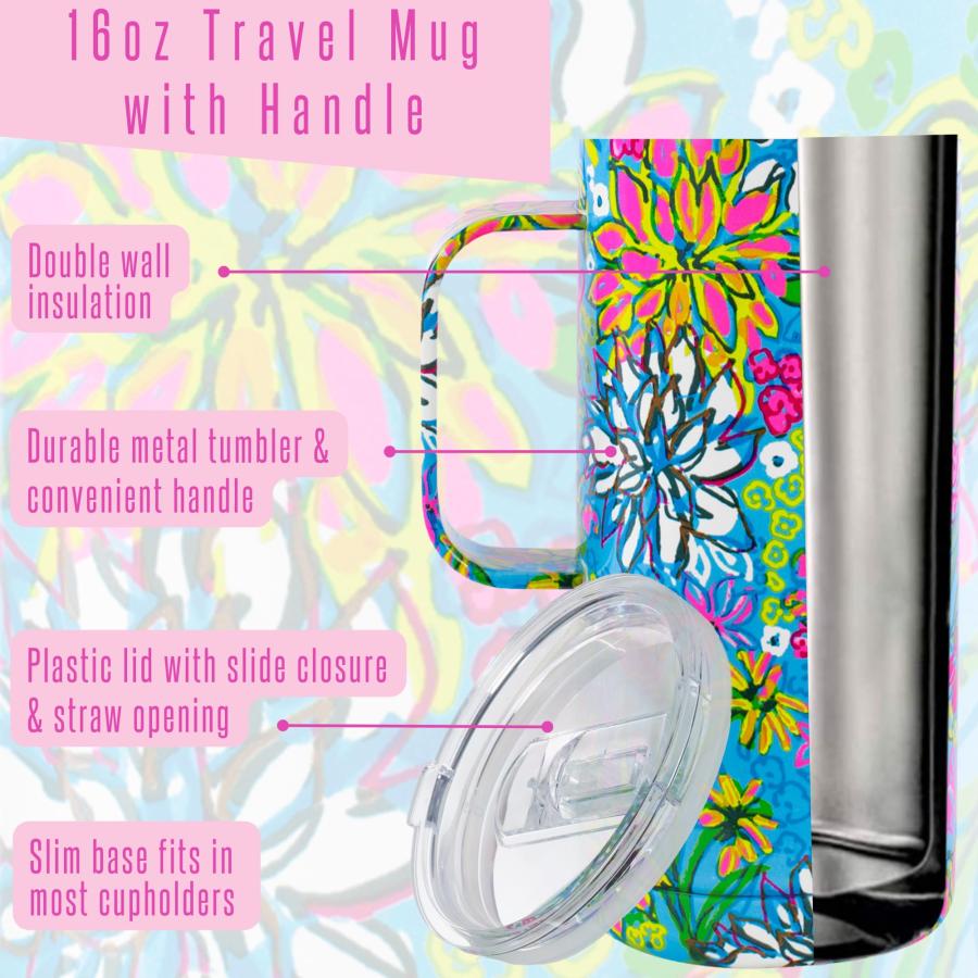 Lilly Pulitzer 16 Oz Travel Mug with Handle and Lid, Stainless S 並行輸入品