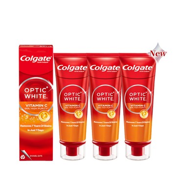 高露潔 OPTIC WHITE光感．白 高純度維他命C牙膏80gx3