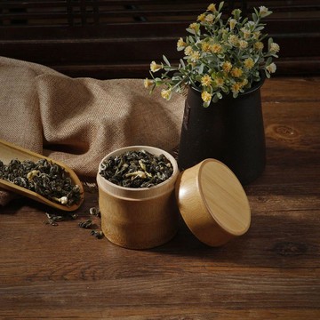 【茶品名】🍵茶罐 茶葉罐 密封罐中式環保迷你天然竹製茶葉儲存罐便攜旅行小號圓形茶葉桶密封