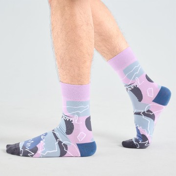 眺望山谷 抗菌中筒襪 - 中紫(M、L)