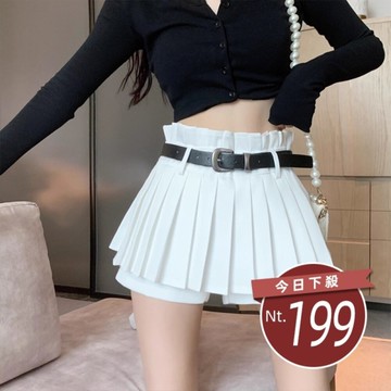 【台灣發貨】韓版高腰顯瘦百褶裙 裙子 褲裙 長裙 女裝【P374】