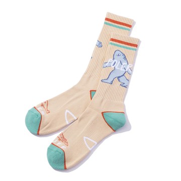 日本限定 POLER SKATE SOCKS 滑板風長襪 雪怪-米色