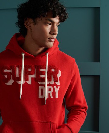 Superdry Men's Men's Limited Edition Chenille Shadow Hoodie Red / Rouge Red - Size: L
