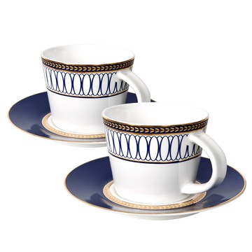 BELUZ casa 皇家雙人咖啡杯組  1套  藍色 + 白色