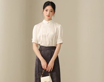 新中式復古中國風 斜襟盤扣改良唐裝 上衣/半裙