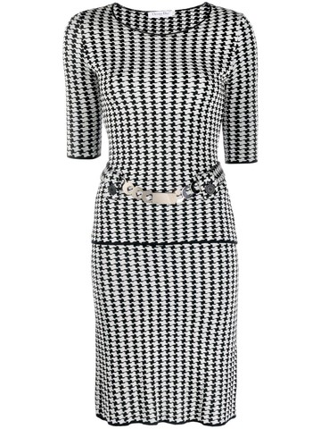 Christian Dior Pre-Owned - 2010 houndstooth-pattern top and skirt set - women - Viscose/Wool - 38 - Black