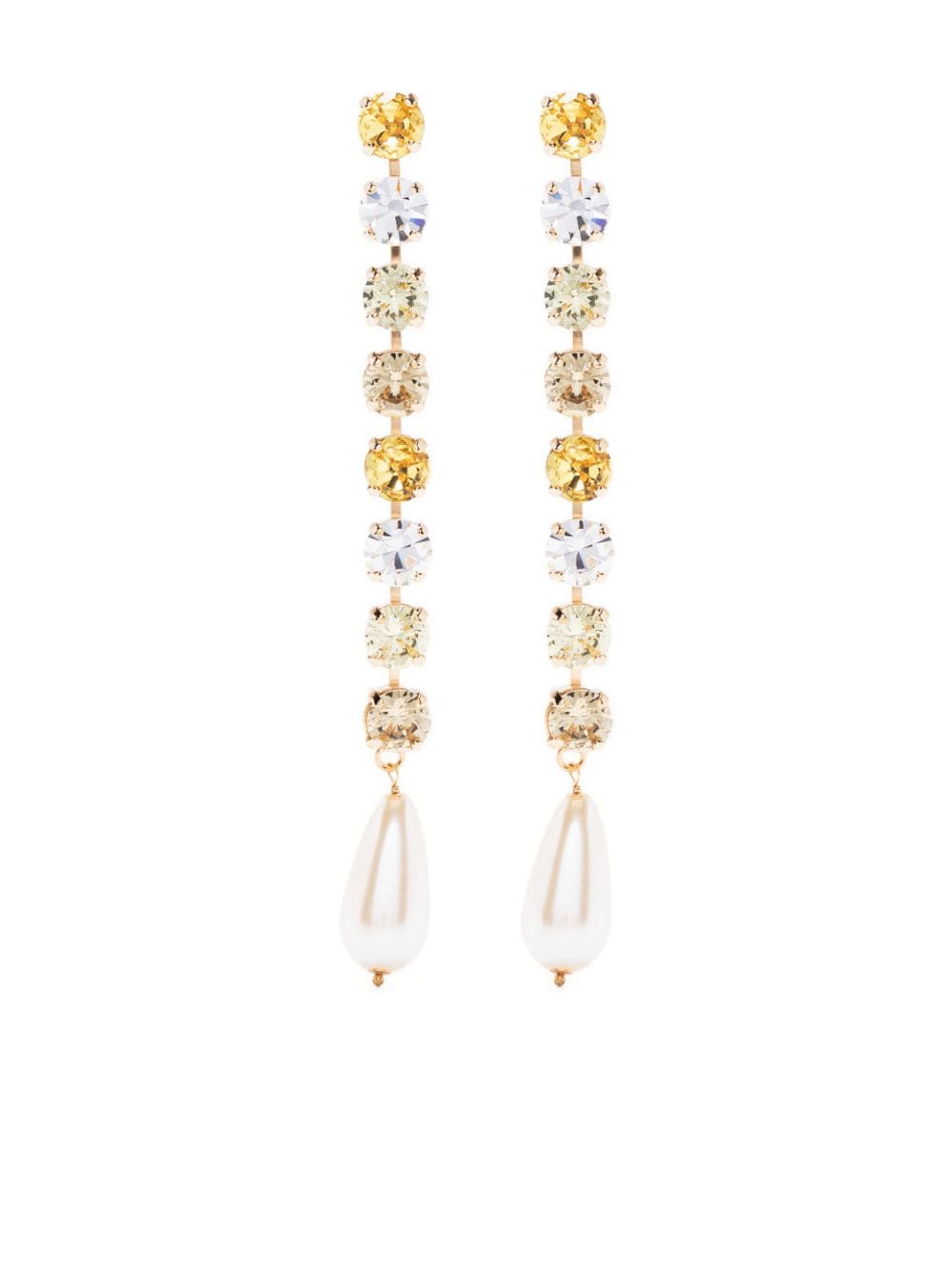Rosantica - Pastelo long drop-design earrings - women - Pearl/Metal/Crystal - One Size - Gold