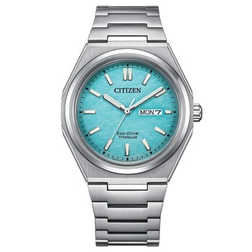 CITIZEN星辰 GENT'S系列 Zenshin 超級鈦光動能腕錶/湖水綠 AW0130-85M-39.5mm