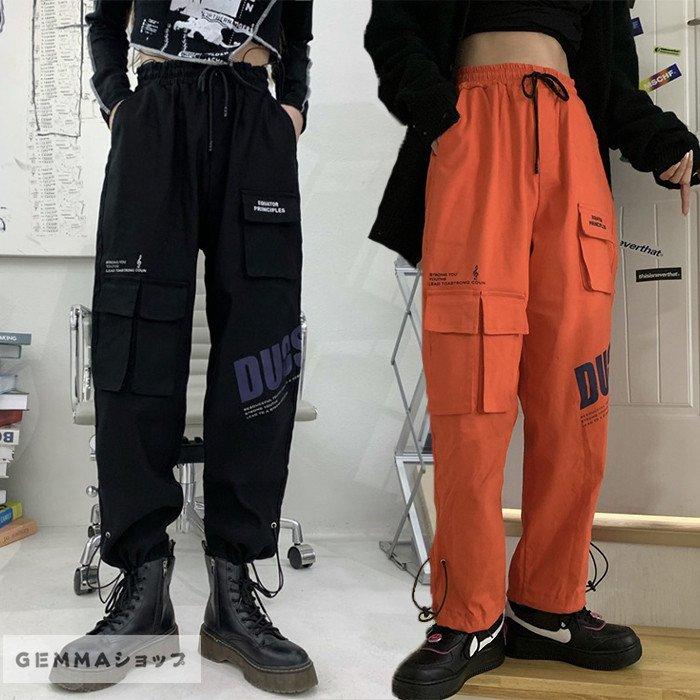 カーゴパンツ レディース ブラック XL 韓国 ダンス 黒 ワイド 練習着 服