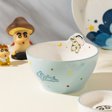 【摩登主婦&蠟筆小新聯名】碗具套裝 菜碟 家用陶瓷 可愛兒童飯碗 菜盤