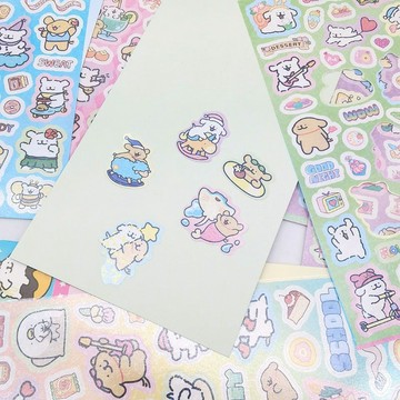 兒童節禮物✨兒童玩具 創意玩具 小學生禮物 幼稚園禮物 卡通小狗鐳射貼紙-可愛手賬素材-創意兒童童趣裝飾