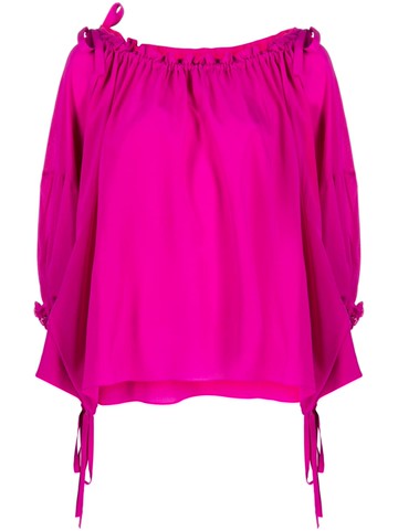 phaeonia - drawstring-fastening silk blouse - women - Silk - 40 - Purple