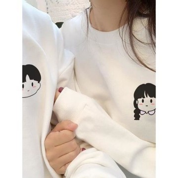 重磅小眾設計感厚實不帶帽情侶裝