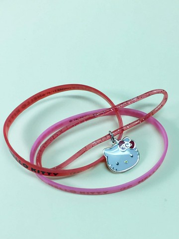 【震撼精品百貨】Hello Kitty 凱蒂貓 手環/手鍊-橡膠材質-粉紅大頭造型 震撼日式精品百貨
