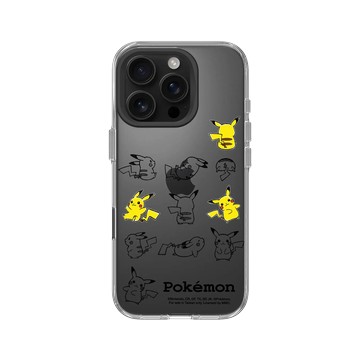 iPhone 16 Pro Clear Case（相機按鈕） 透明 - 寶可夢 Pokemon - 皮卡丘動作大集合