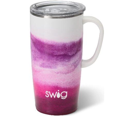 Swig Life 22oz Travel Mug Insulated Tumbler with Handle and Lid, Cup Holder Friendly, Dishwasher Safe, Stainless Steel, Travel Coffee Cup, I並行輸入