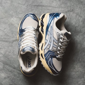 ASICS 慢跑鞋 GEL-KAYANO 14 藍銀 奶油底 復古 男 1203A537102