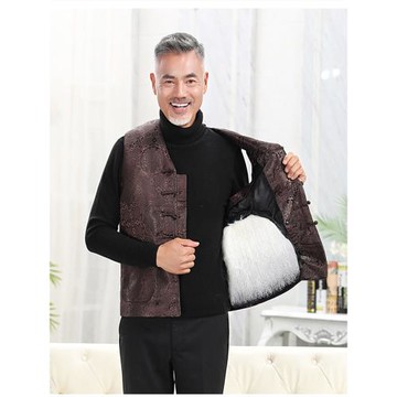 中老年羊羔毛馬甲寧夏灘羊二毛皮馬夾皮毛一體羊皮坎肩背心男冬季