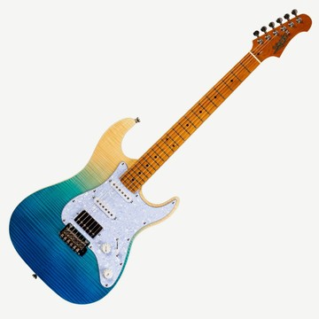 JET JS 450 TBL 電吉他 Stratocaster HSS 藍黃漸層海洋色虎紋 小搖座【黃石樂器】