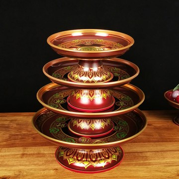 供果盤/水果盤/貢品盤 合金盤子供盤蓮花水果盤供佛財神家用佛前供奉果碟貢品盤佛具