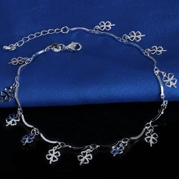 925純銀腳鍊銀飾-清新時尚簡約幸運草生日情人節禮物女飾品73go45【獨家進口】【米蘭精品】