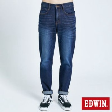 EDWIN 男裝 棉感復古丹寧泡泡錐形褲-中古藍