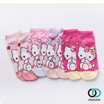 Sanrio Kitty 凱蒂貓 台灣製短襪 棉襪 直版襪 KT-A652【ONEDER旺達】