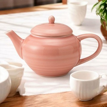 現貨 日本製 Miyama深山 圓潤粉 朱赤釉陶瓷小茶壺 泡茶壺 小茶壺 美濃燒 茶壺 陶瓷茶壺 日本進口