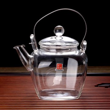 一屋窯制玻璃茶具花茶大茶壺提梁燒水壺功夫煮茶手工耐熱玻璃茶壺