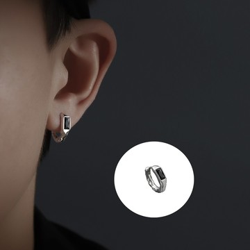 【A&R】韓版s925純銀黑鋯石冷淡簡約風耳扣款耳環  單入