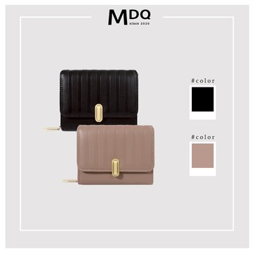 MDQ 直紋壓花二折短夾 摺疊短夾 皮夾 短夾 零錢包 二折短夾  皮包  女夾 女皮夾 91N041