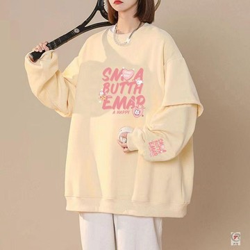 🎈流行女裝🎈潮流衛衣女春秋新款洋氣慵懶風假兩件胖mm2-300寬鬆長袖上衣外套