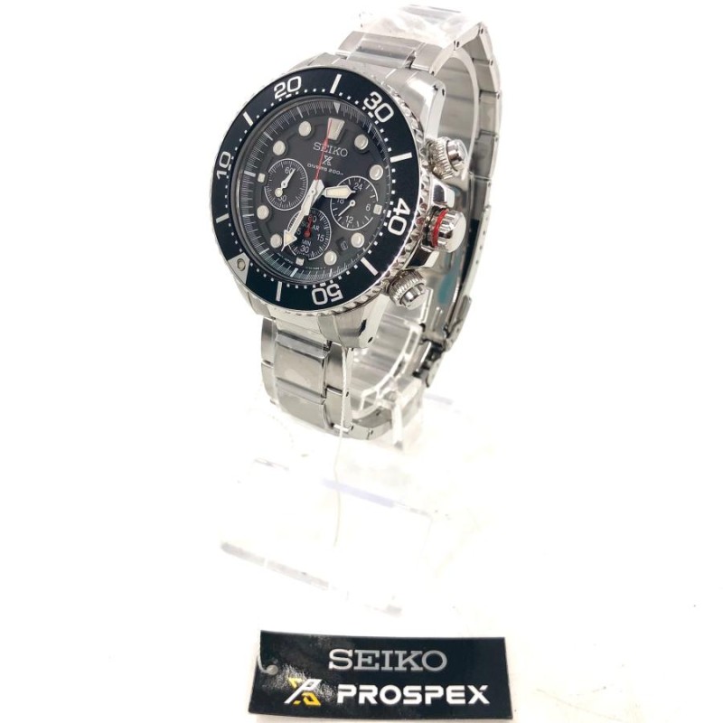 SEIKO セイコー ダイバーズ PROSPEX プロスペックス V175-0EY0 SS/ソーラー クロノグラフ デイト メンズ腕時計 黒ベゼル  黒文字盤 稼働品 | LINEブランドカタログ