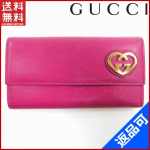 グッチ 財布 GUCCI 長財布 ハート金具 ピンク 即納 【中古】 X14900