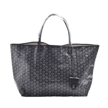 GOYARD 經典St. Louis GM系列印花LOGO帆布磁吸吊飾肩背托特包(大-灰色)