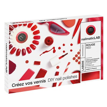 nailmatic LAB 法式成人指彩DIY 耶誕紅派對套組  5色調色基色顏料 + 5瓶空玻璃瓶 + 10支吸管吸器 + 5張標籤註記貼紙 + 1本小冊子  1盒