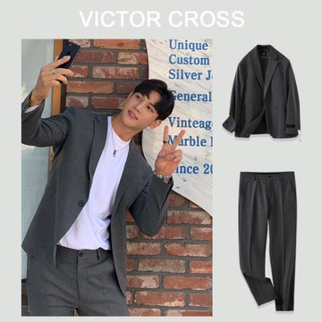 韓版輕熟風休閑西服男套裝修身潮流英倫雅痞新郎結婚西裝外套單西