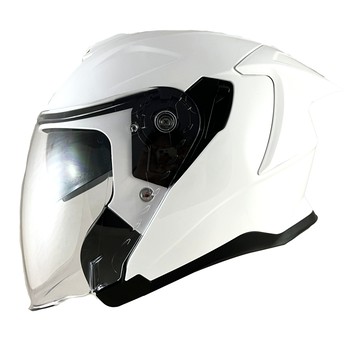 NIKKO N-560 素色 珍珠白 耳機曹 眼鏡溝 內墨鏡 全拆洗 加長鏡片 鴨尾設計 安全帽 半罩